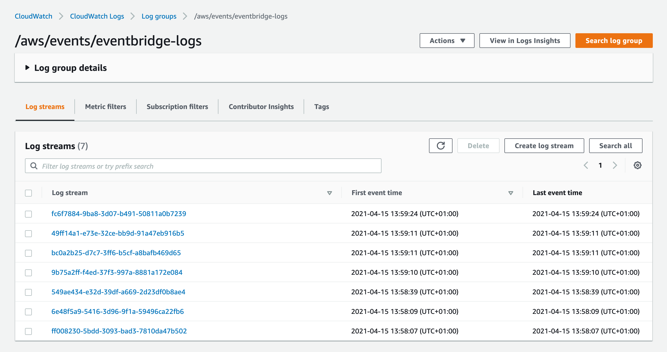 Eventbridge dashboard